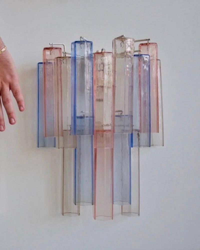 Aureliano Toso wall light in pink and blue Murano glass