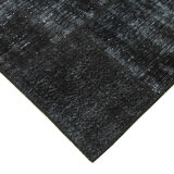 Handwoven oriental overdyed 192 cm x 300 cm black patchwork carpet