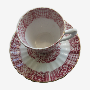 Cup and saucer Lunéville model Lace, in pink