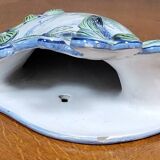 Glazed ceramic bouquetière painted with a lake landscape