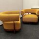 Set of Lounge Chairs with Tapered Legs in Mustard Bouclé Wood, 2000s