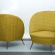 Pair of Ico Parisi-Style Armchairs in Original Fabric, Italy, 1950s