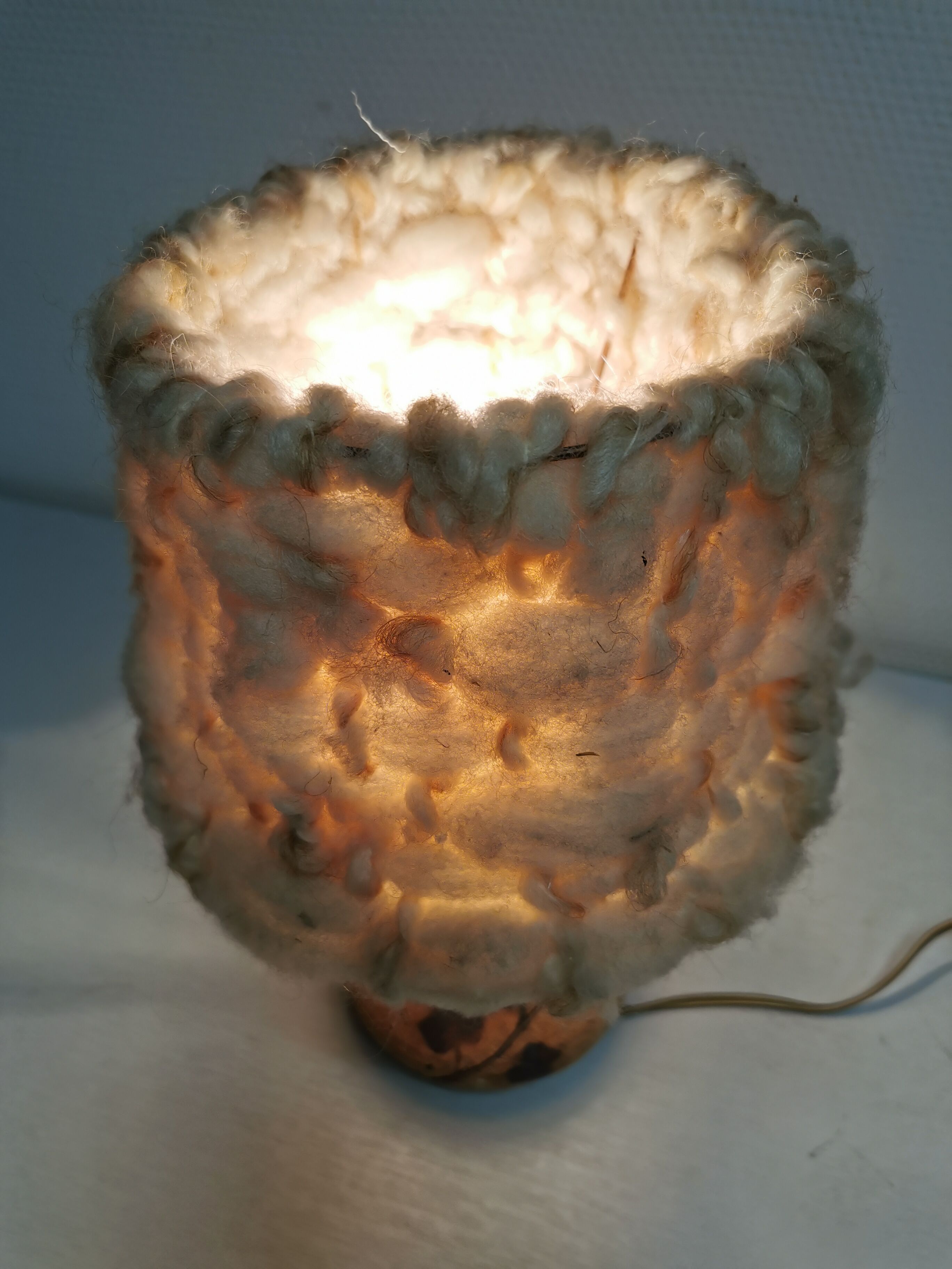 Bedside lamp and its vintage lampshade, Ceramic decoration Herbarium