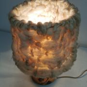 Bedside lamp and its vintage lampshade, Ceramic decoration Herbarium