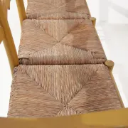 Beech three-seater bench with rush seat – 1960s