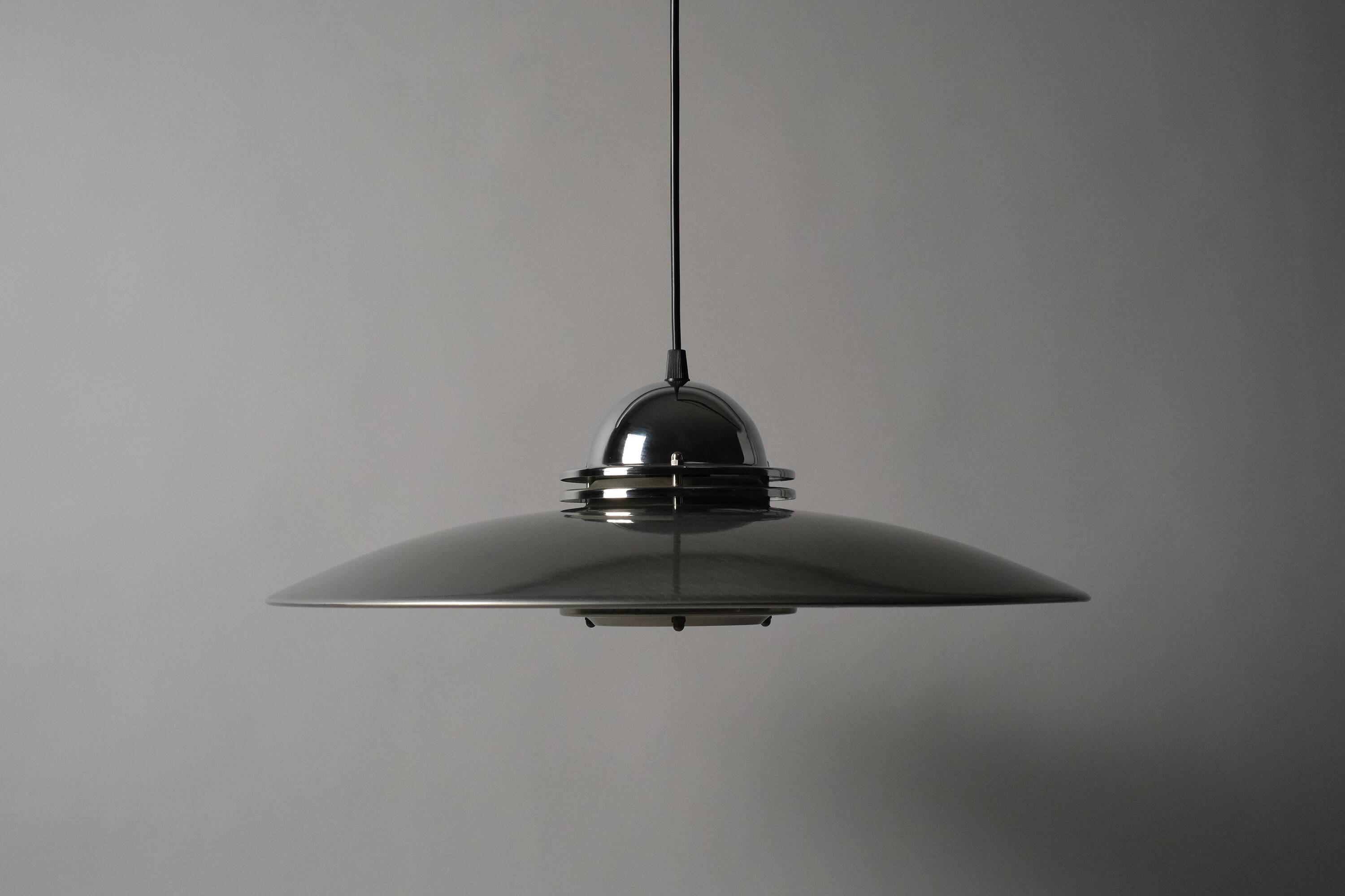 Belid T1390 Pendant Lamp by Jan Eskil Eskilsson, UFO Saucer, 1980s Swedish Modern Lighting.
