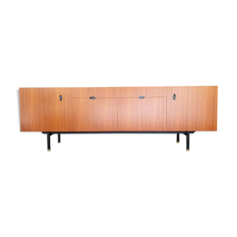 Minimalist mahogany veneer row by Paul Geoffroy 1960s