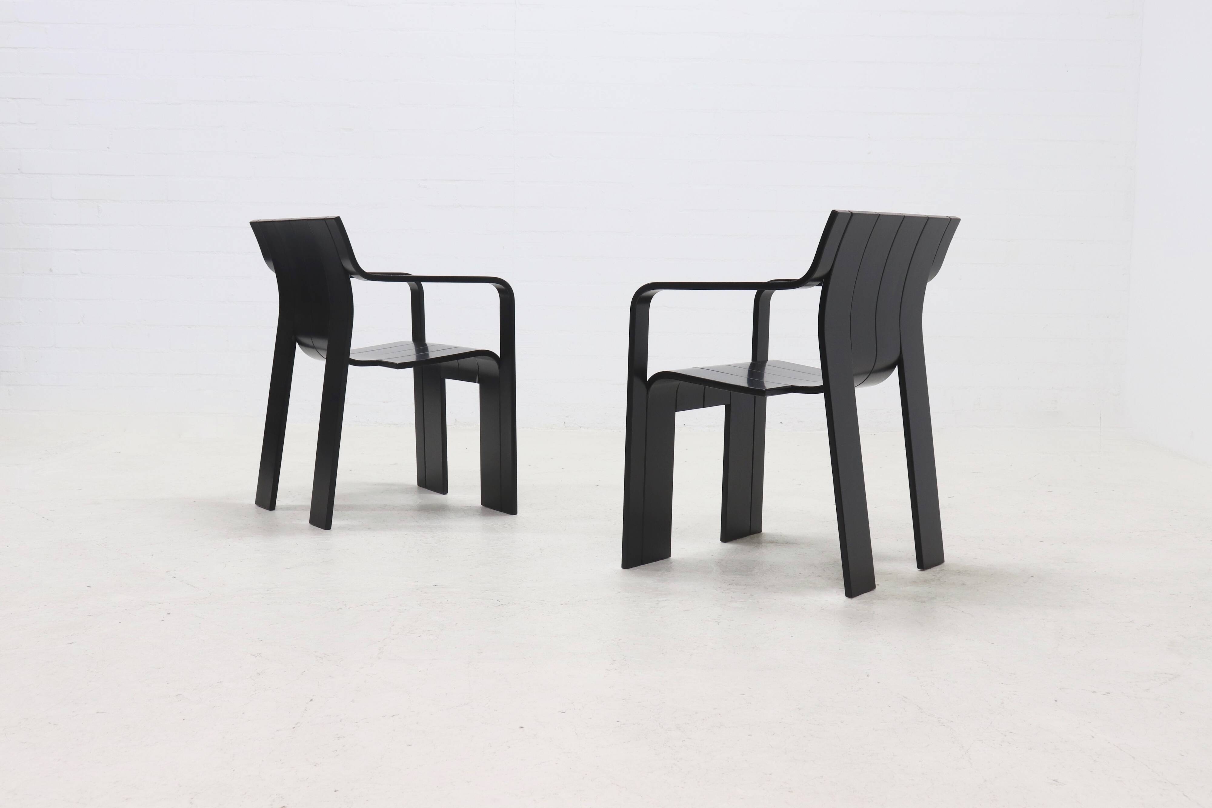Set of 2 Strip Dining Chairs by Gijs Bakker for Castelijn 1970s