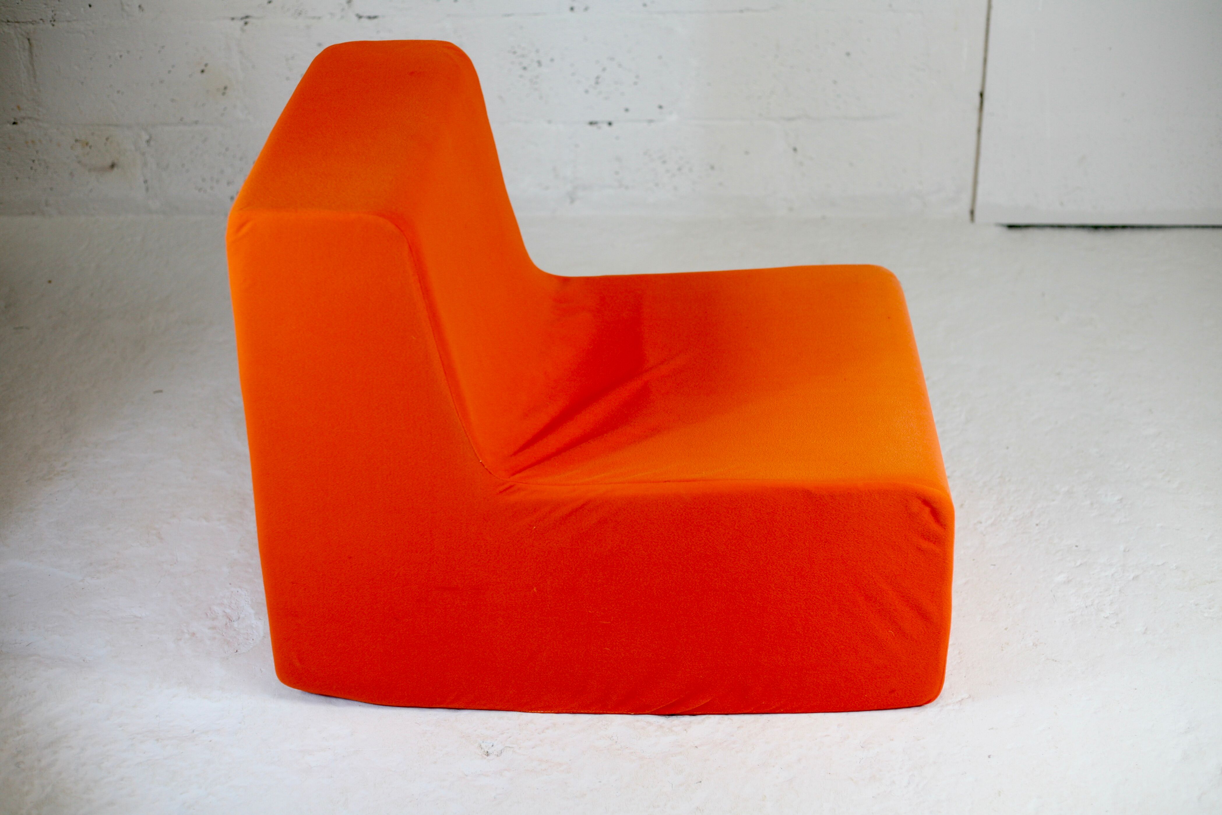 Armchair "space age" foam and orange jersey. Circa 1970