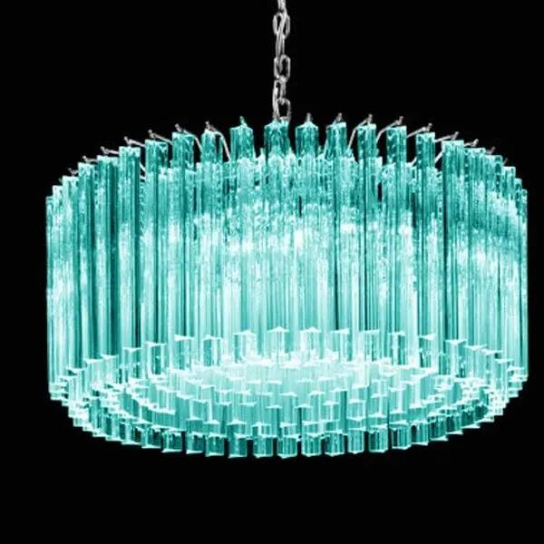 Mid-Century Modern Italian Light Blue Triedro "Concava" Chandelier