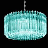 Mid-Century Modern Italian Light Blue Triedro "Concava" Chandelier