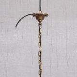 French Antique Prismatic Glass and Brass Pendant Light