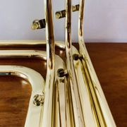 Vintage nesting tables in gold metal and smoked glass