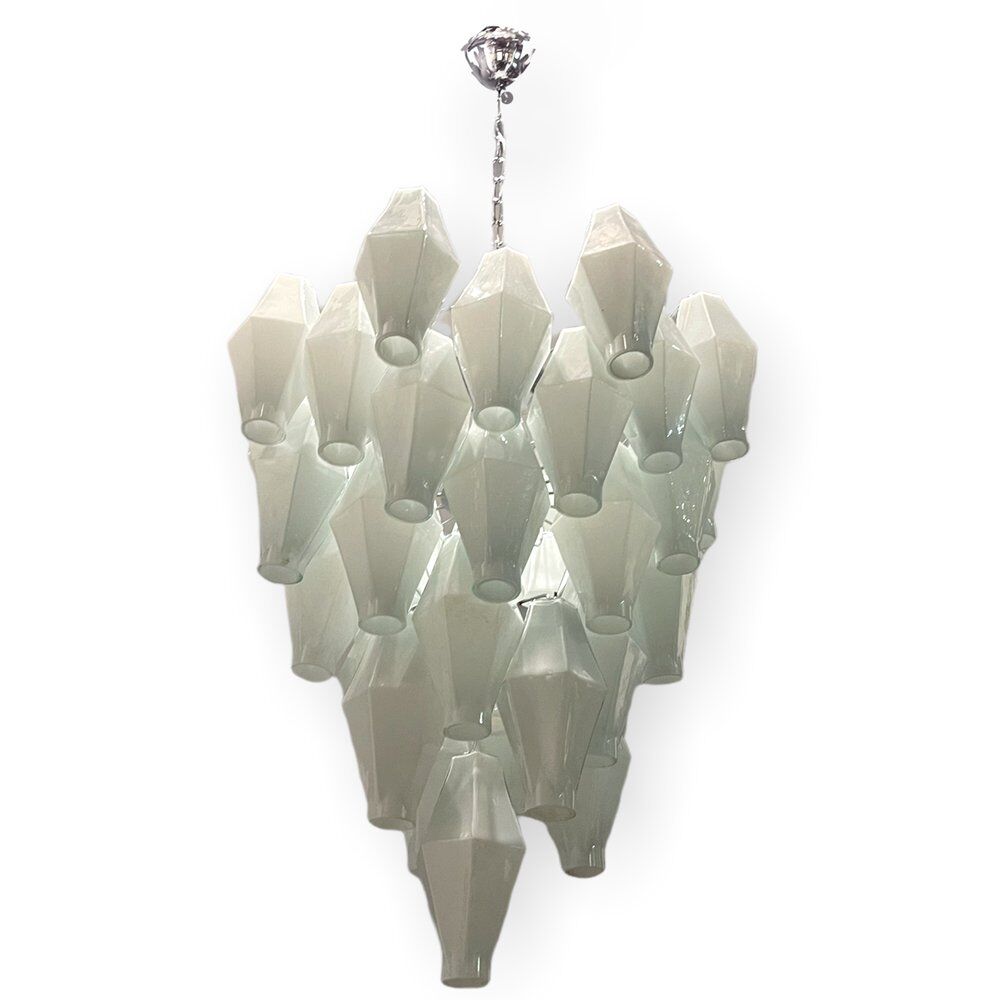 White murano glass polyhedra chandelier, 1970s