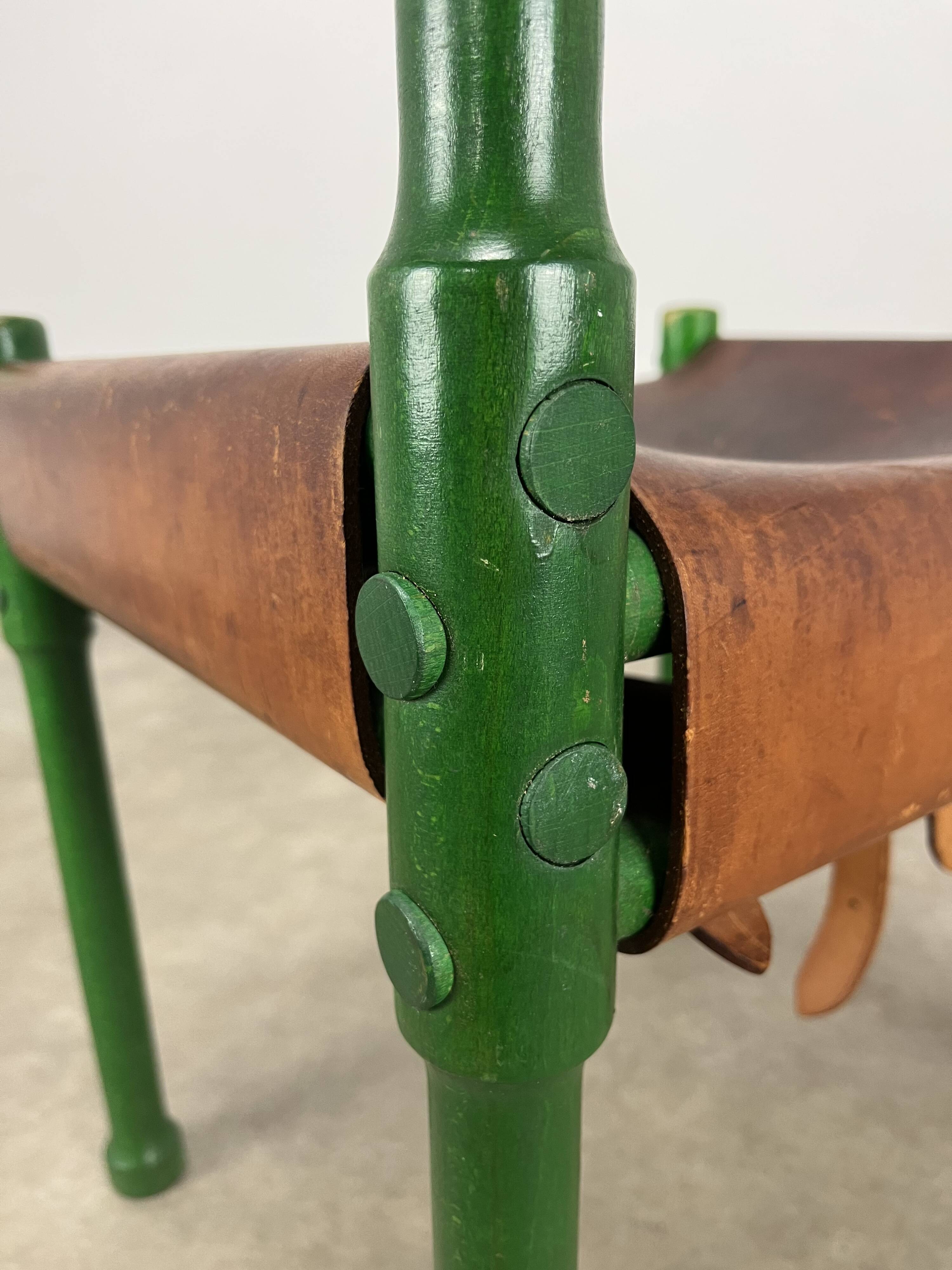 Stretched leather safari chair, 60s Jungle Chic style