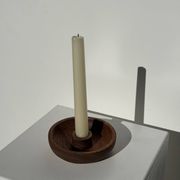 Circular teak monoxyle candle holder D12 H3