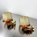 Pair of articulated "Cocoon" wall lights in resin and pine, Italy, circa 1970s