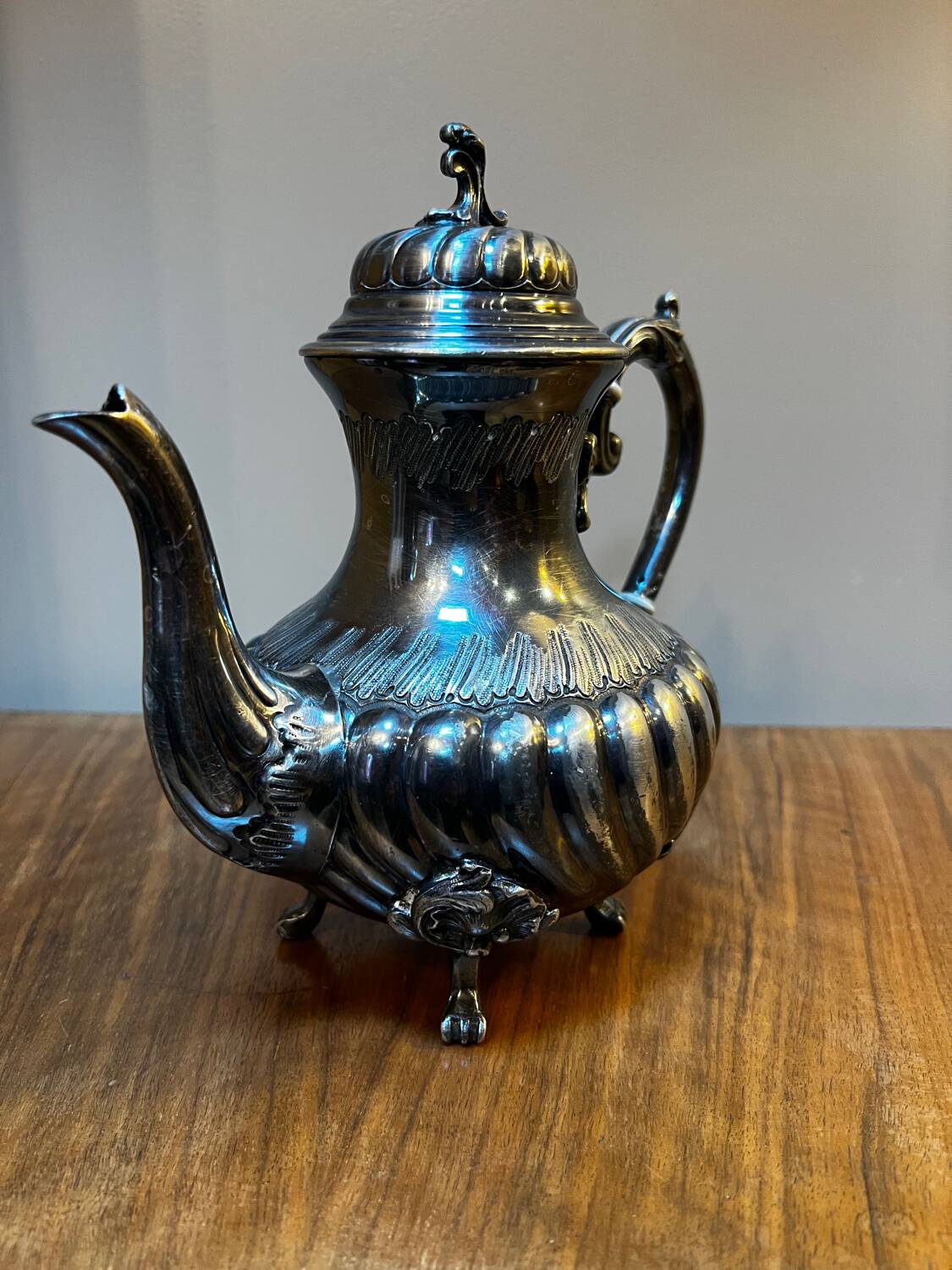 Silver-plated metal teapot
