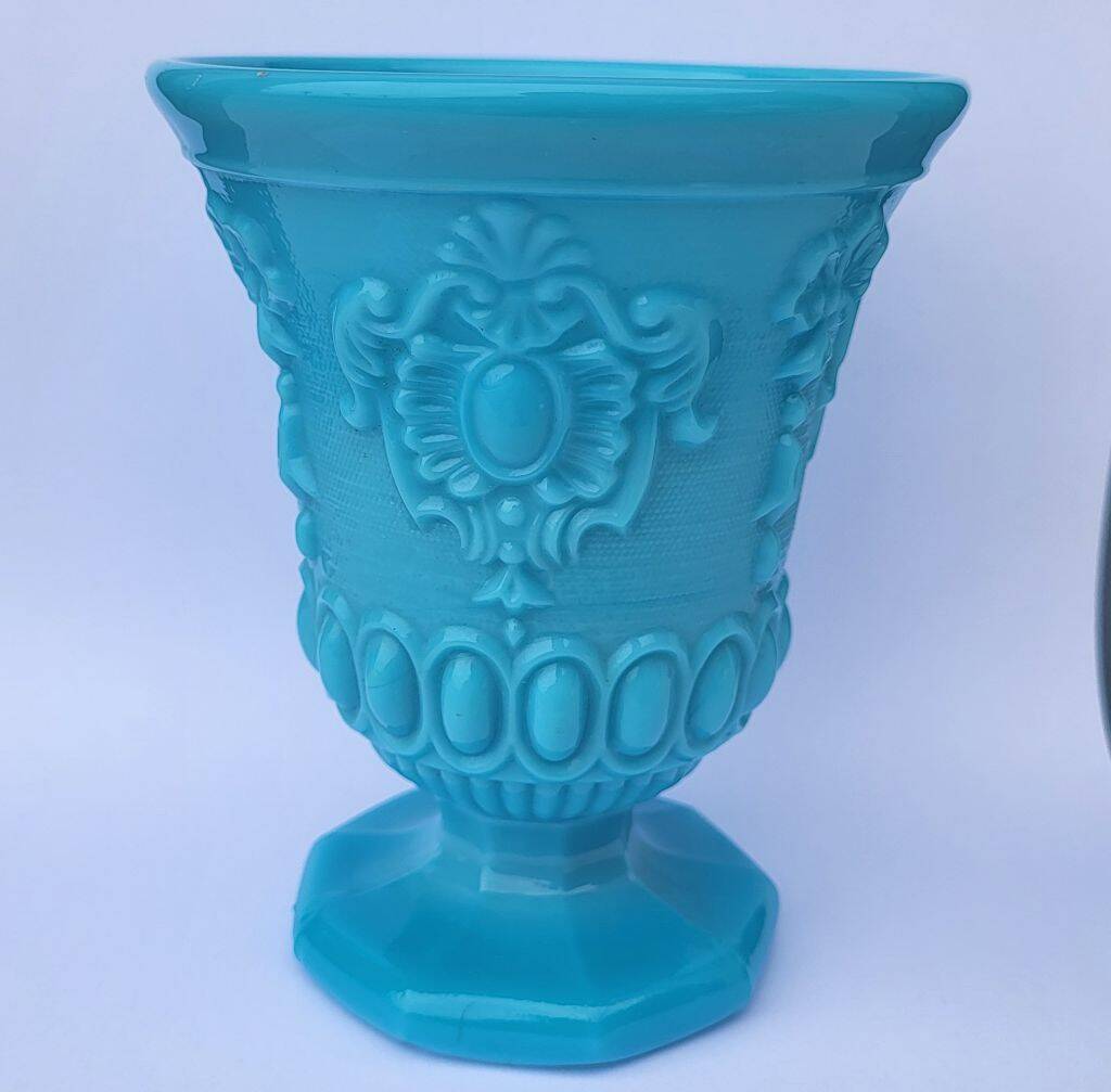 Vintage Portieux Vallerysthal Vase Opaline Blue