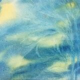 Illegible signature painting – Grease pencil – Fairytale landscape – Vintage 1970