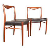 2 chaises Danoises en Teck et Skaï par Lyngfeldt Larsen 1960.