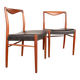 2 Danish chairs in teak and skai by Lyngfeldt Larsen 1960.