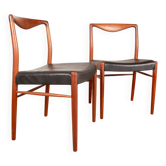 2 chaises Danoises en Teck et Skaï par Lyngfeldt Larsen 1960.