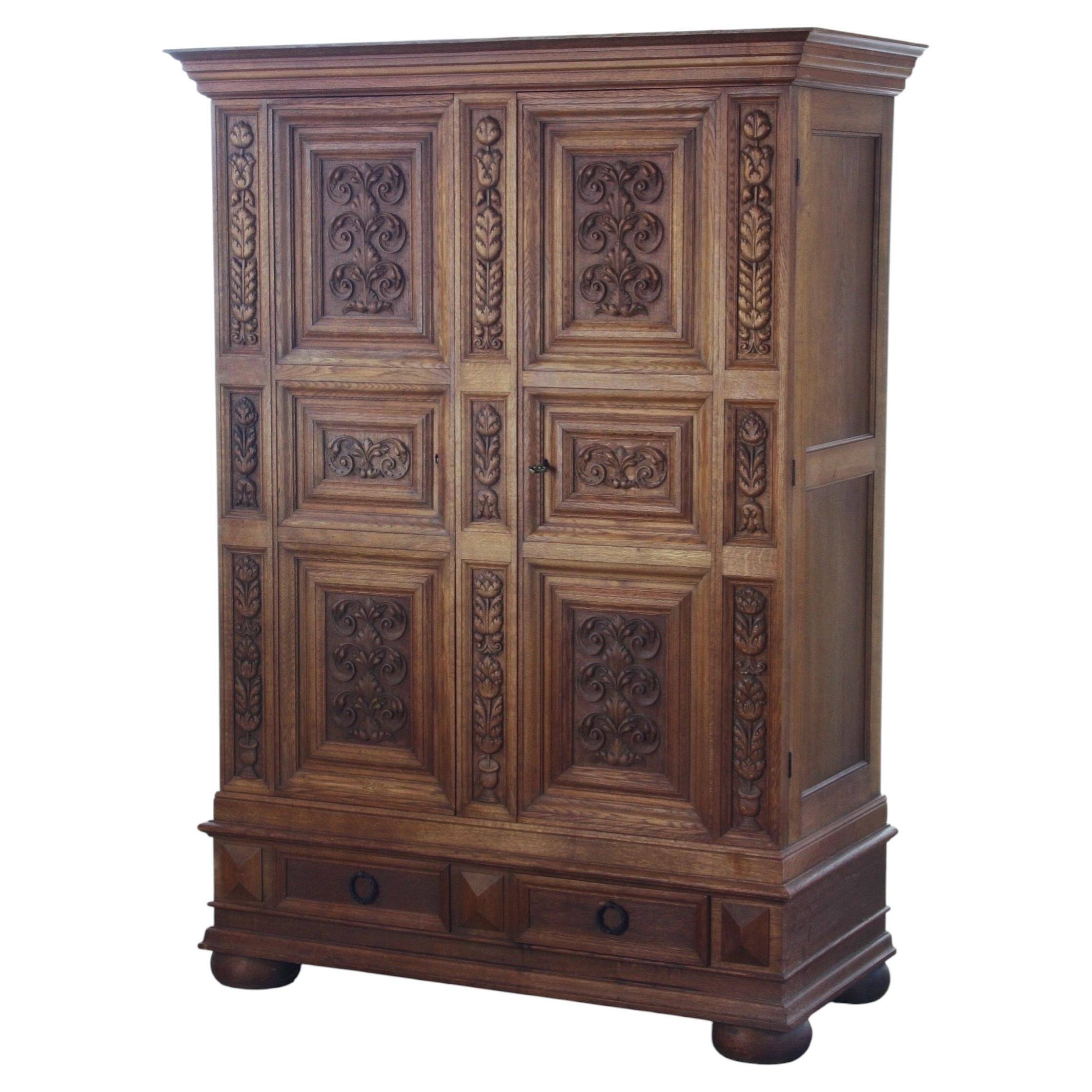 Vintage 1930s Solid Oak Danish Brutalist / Formhouse Cabinet