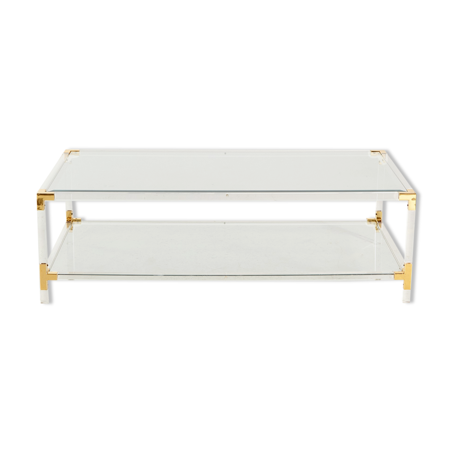 Glass and brass coffee table
