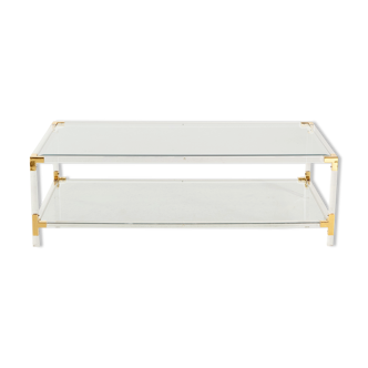 Glass and brass coffee table