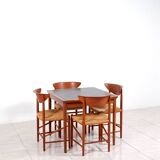 Rosewood / leather dining / gaming table by Poul Hundevad