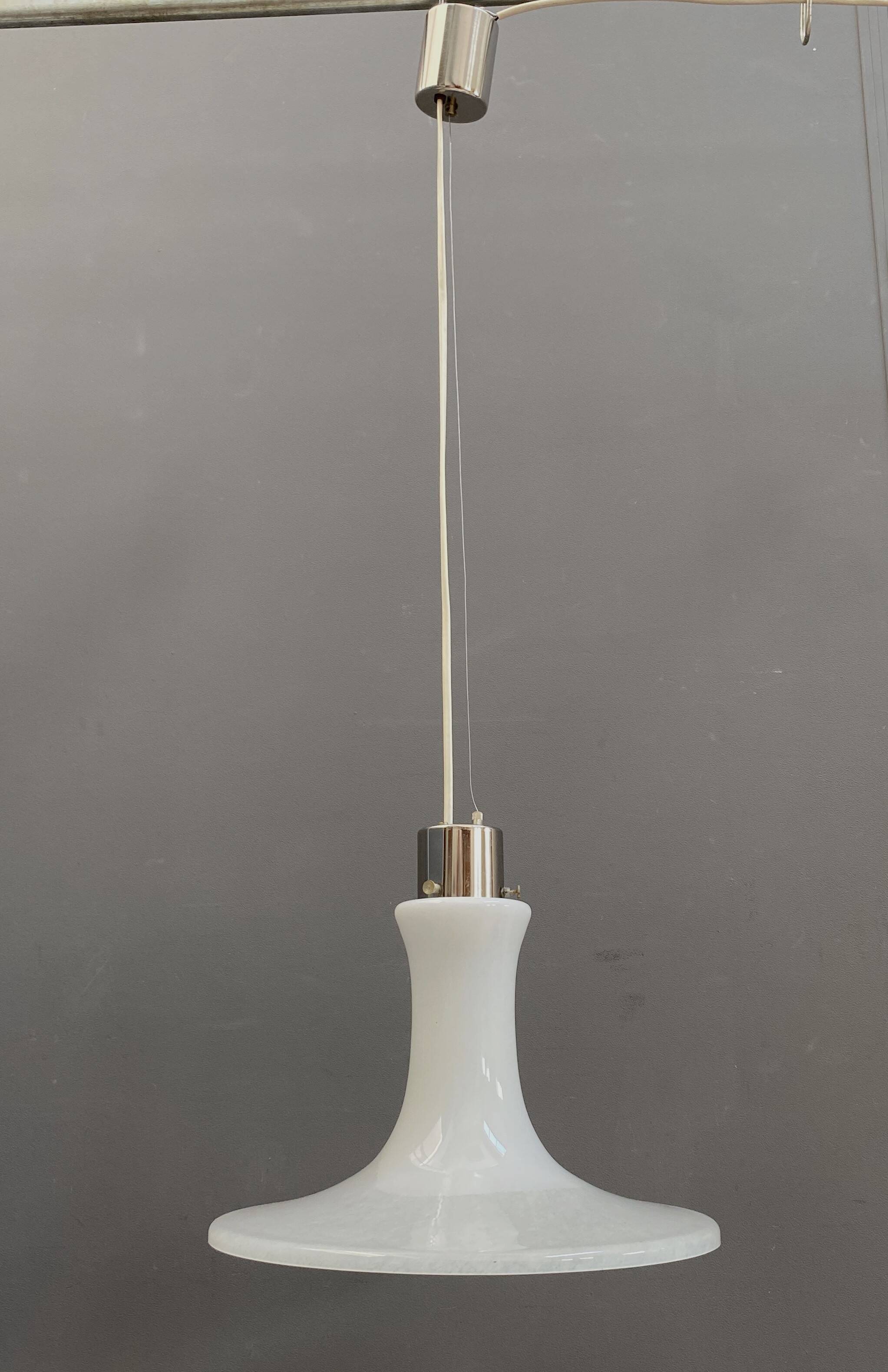 White glass pendant lamp 1980s