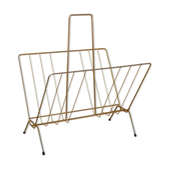 Magazine rack in gilded metal, early 1970s