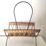 Vintage wicker and steel magazine door design 60s