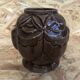 Old art deco vintage brown enameled cast iron plant pot