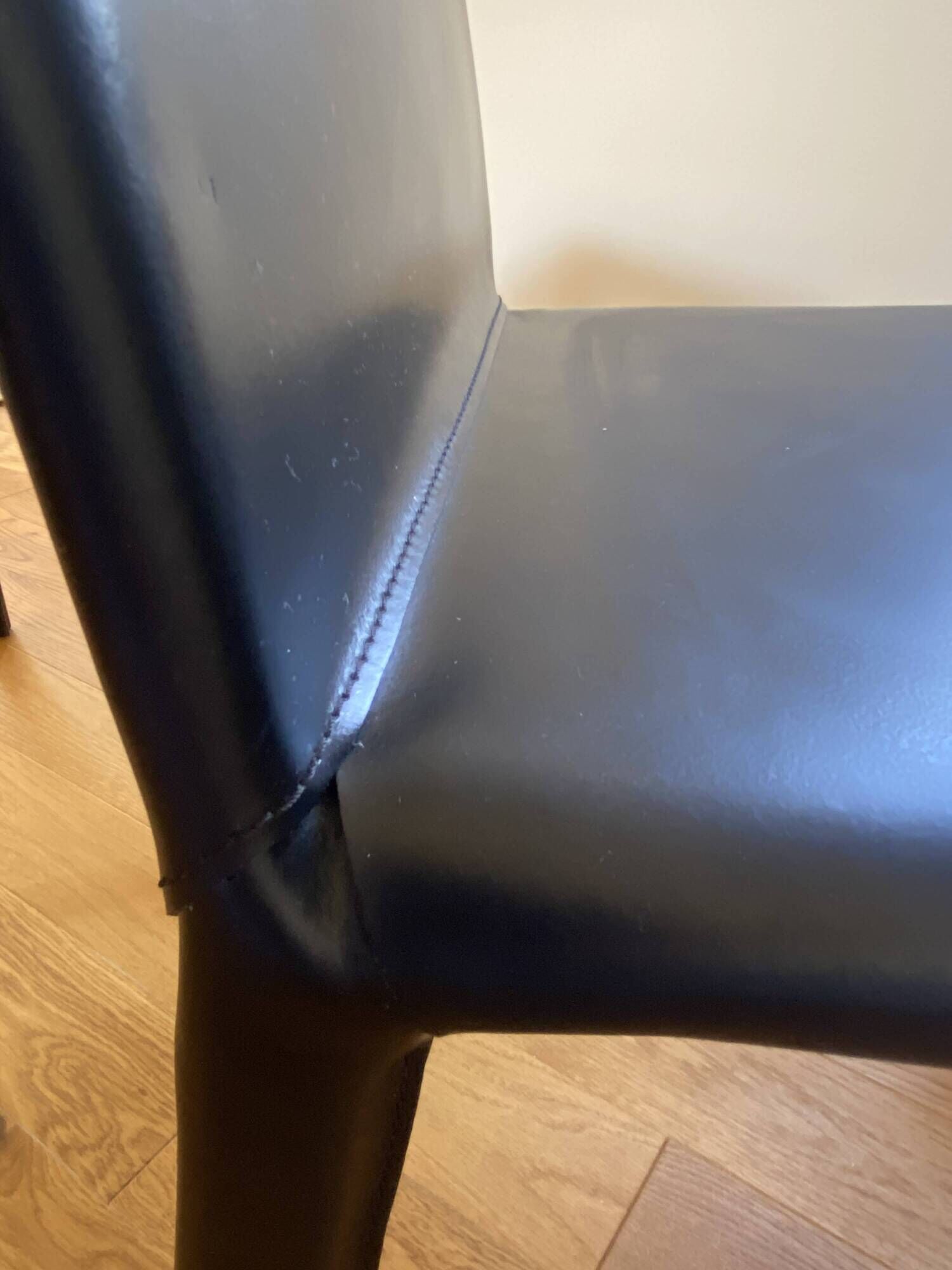 Set of 4 Bontempi Alice chairs – genuine black leather – Italian design