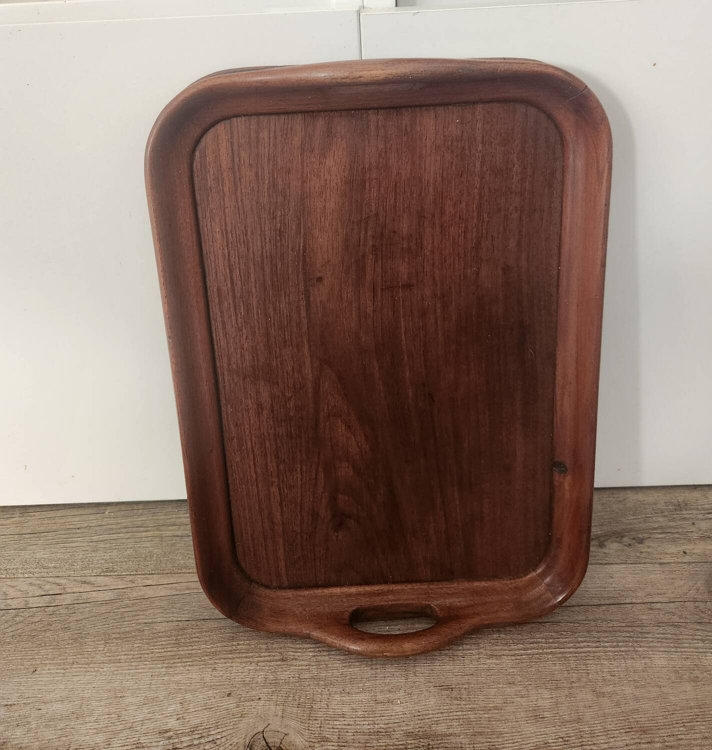 Antique teak tray: vintage
