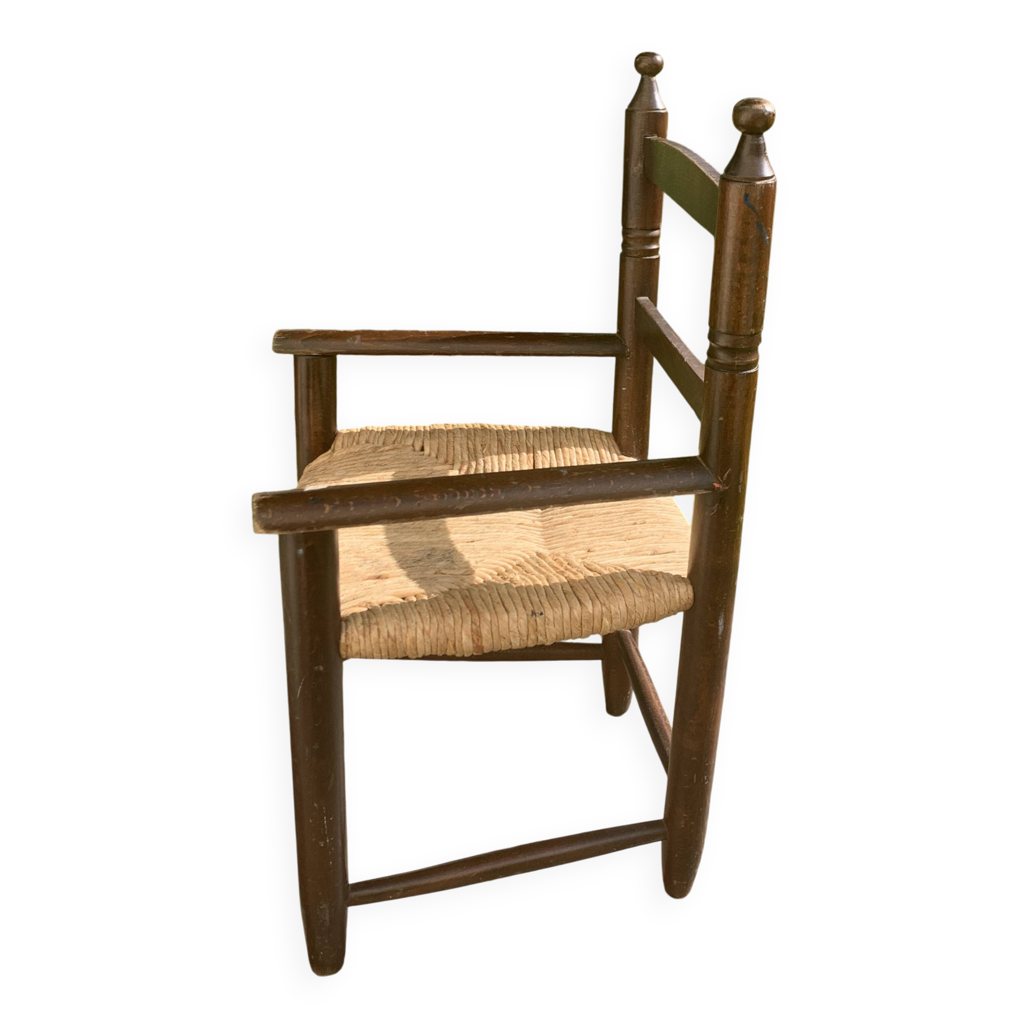 Small vintage wooden and straw children's chair