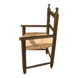 Small vintage wooden and straw children's chair
