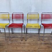 Series of 4 vintage chairs scoubidou of the 1950s