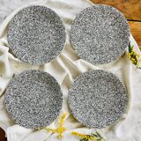 Set of 4 speckled black and white ceramic plates made in Italy