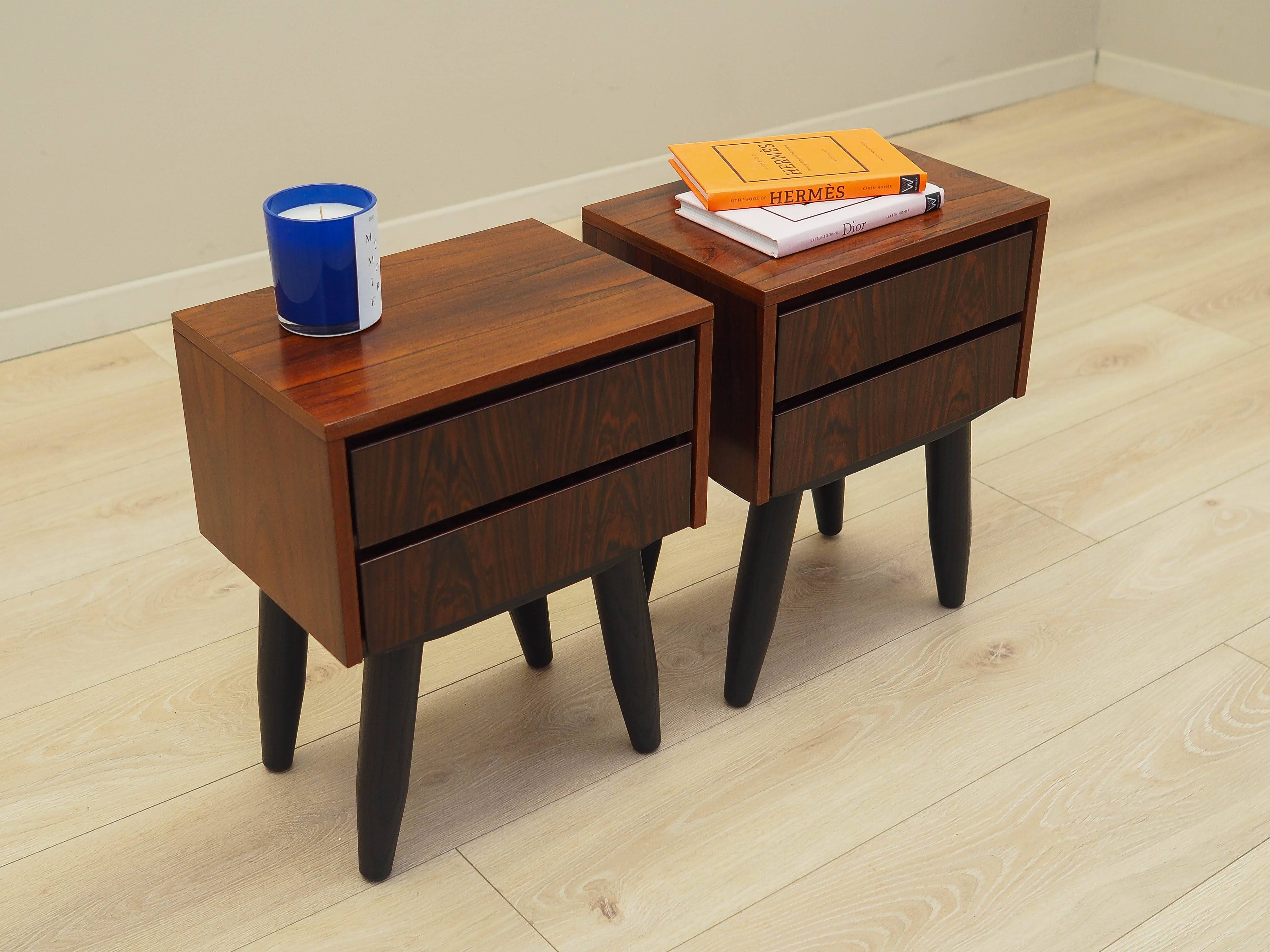 Set of rosewood bedside cabinets, Danish design, 1970s, production: Denmark