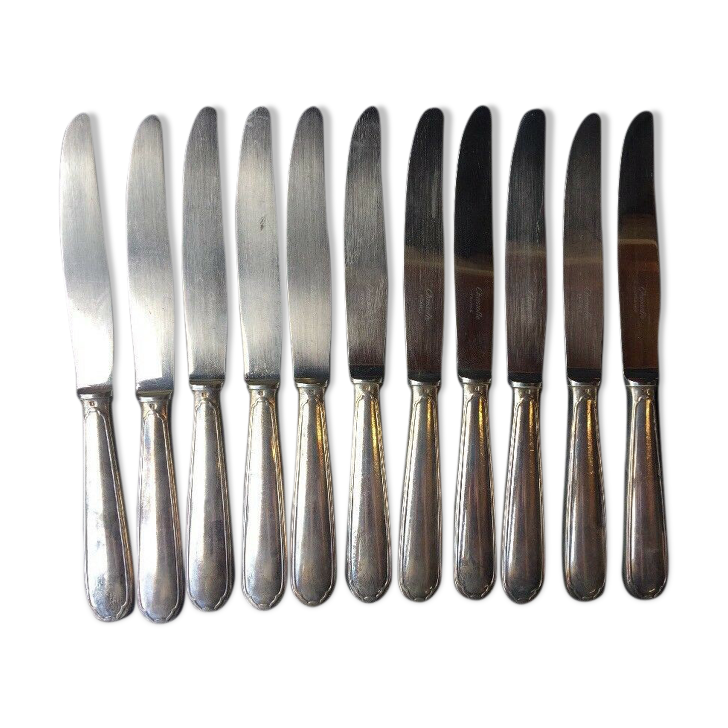Series of 11 large knives Christofle art deco