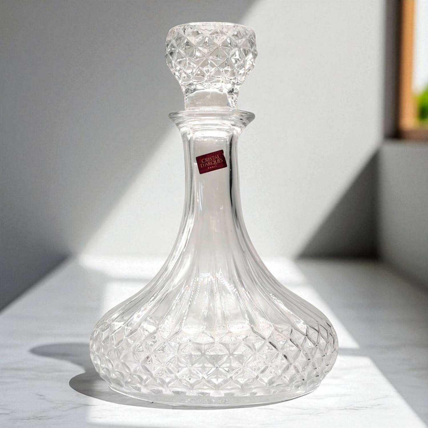 Vintage 1970s Cristal d'Arques Decanter - Diamond Cut