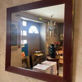 Miroir en bois et laiton, 80 cm