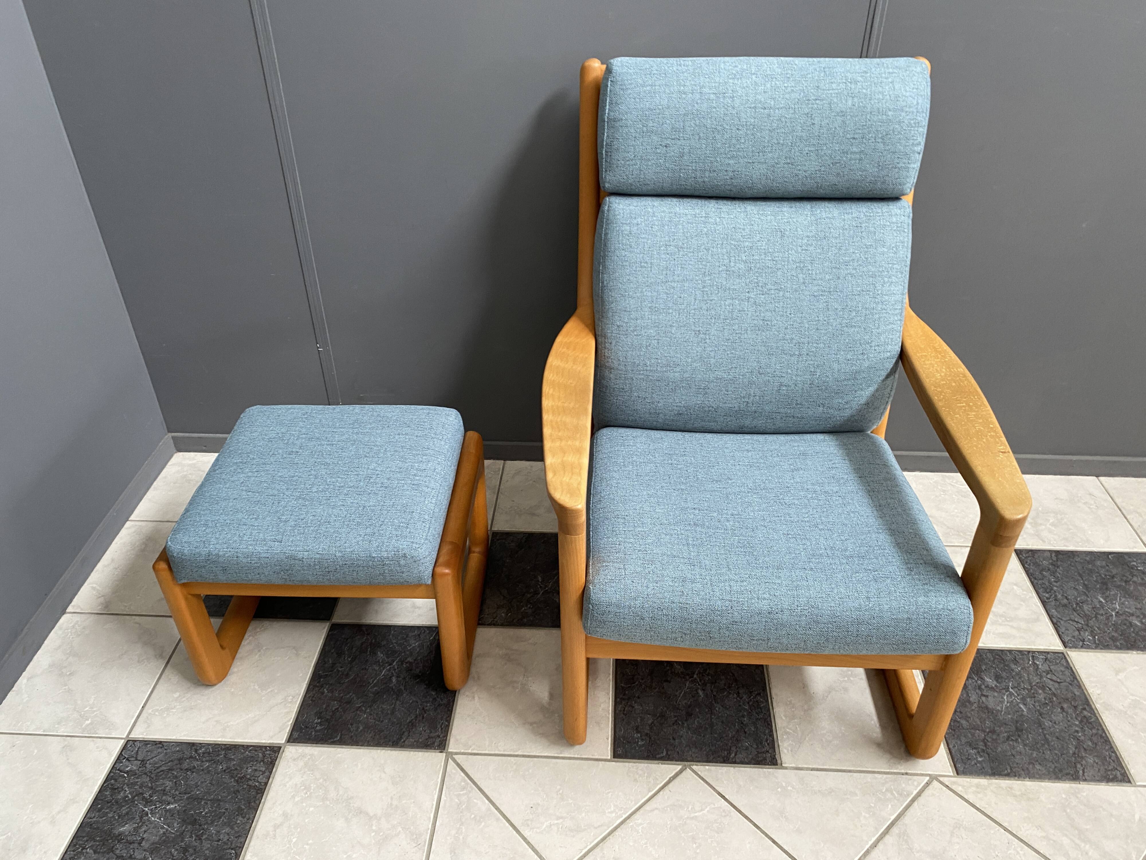 Johannes Andersen highback chair with hocker for Silkeborg Denmark