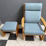 Johannes Andersen highback chair with hocker for Silkeborg Denmark