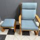 Johannes Andersen highback chair with hocker for Silkeborg Denmark