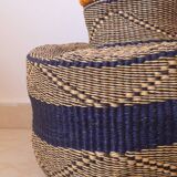 Bolga Basket Colorful African Decorative Basket Navy and Mustard Yellow