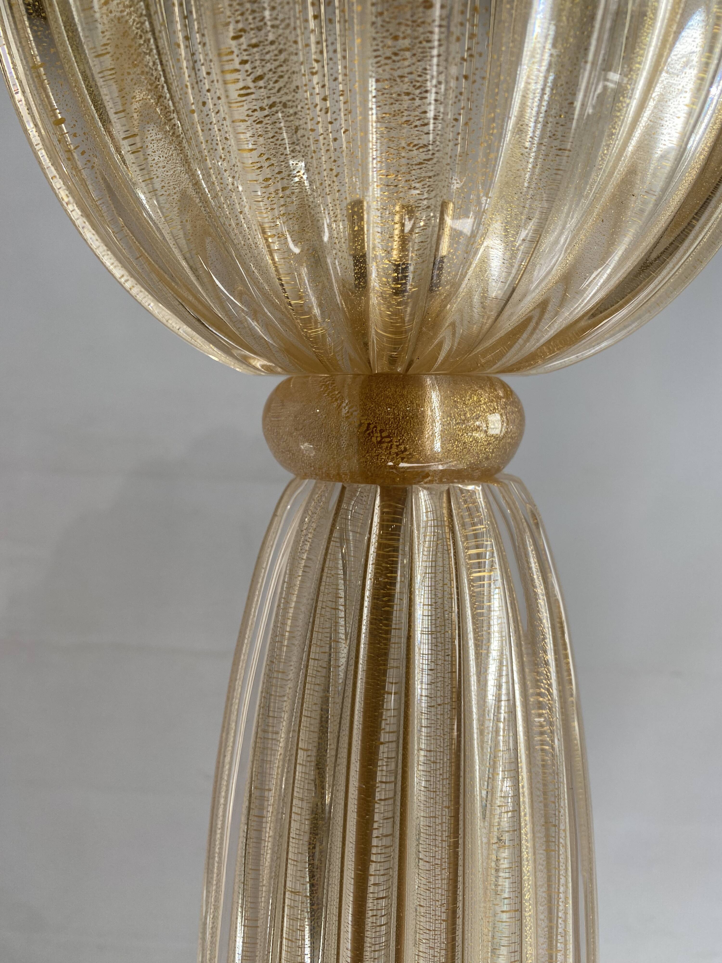 Signed Archimede Seguso Murano Glass Floor Lamp Gold Italian Art Deco 1980s
